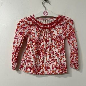 Old Navy Kids Long Sleeve Floral Tee - Red and White